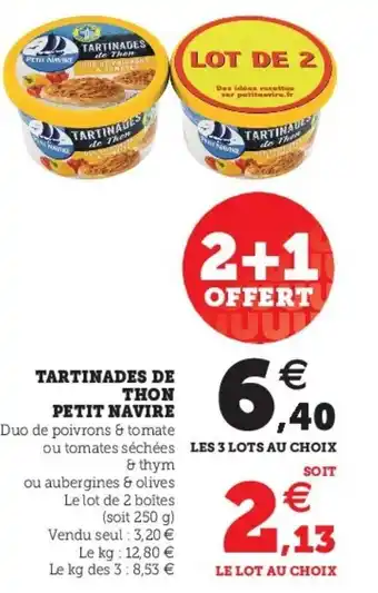 Super U Tartinades De Thon Petit Navire offre