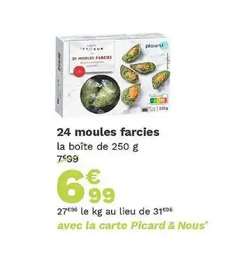 Picard 24 moules farcies offre