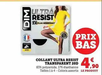 Hyper U Collant ultra resist transparent 20d offre