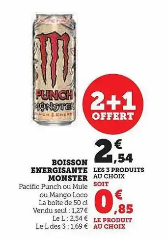 Hyper U Boisson energisante monster 2+1offert offre