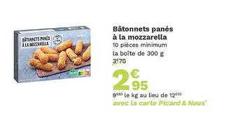 Picard Bâtonnets panés à la mozzarella offre