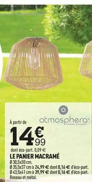 Centrakor Le panier macramé offre