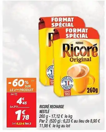 Ricoré recharge nestlé -60% sur le 2Úme produit