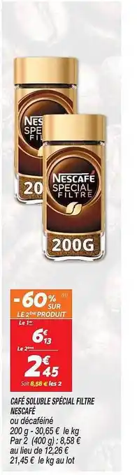 Netto Café soluble spécial filtre nescafé -60% sur le 2ème produit offre