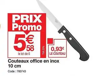 Promocash Couteaux office en inox 10 cm offre