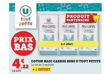 Hyper U Coton maxi carrés bébé u tout petits offre