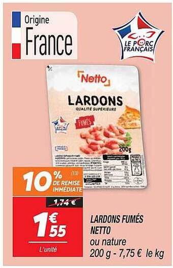 Netto Lardons fumés netto offre