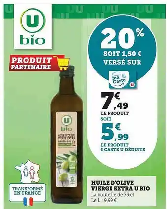 Super U Huile d'olive vierge extra u bio offre