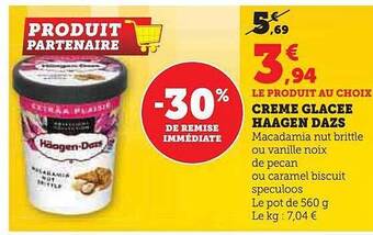 Super U Crème glacée häagen dazs offre