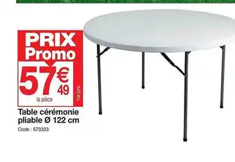 Promocash Table cérémonie pliable ø 122 cm offre