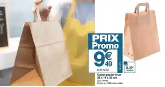 Promocash Cabas papier brun 26 x 14 x 33 cm offre