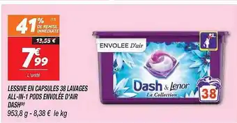 Netto Lessive en capsules 38 lavages all-in-1 pods envolée d'air dash offre