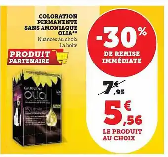 Super U Coloration permanente sans ammoniaque olia offre