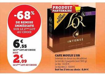 Super U Café moulu l'or offre