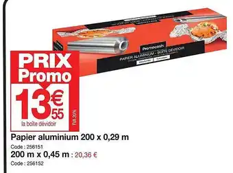Promocash Papier aluminium 200 x 0.29 m 200 m x 0.45 m offre