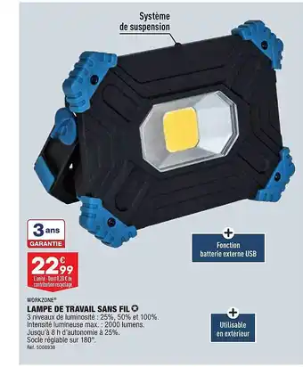 ALDI Lampe de travail sans fil workzone offre