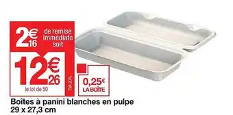 Promocash Boîtes à panini blanches en pulpe 29 x 27.3 cm offre
