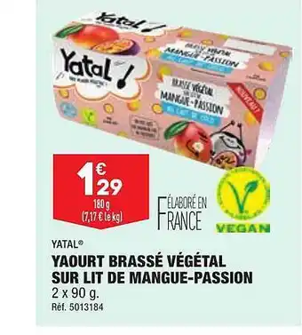 ALDI Yaourt brassé végétal sur lit de mangue-passion yatal offre