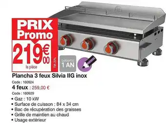 Promocash Plancha 3 feux silvia iig inox offre
