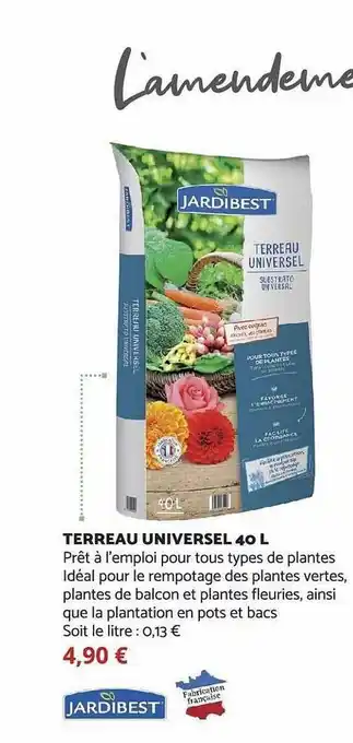 Bricomarché Terreau universal 40 l jardibest offre
