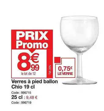 Verres Ă pied ballon chio 19 cl