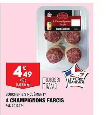 ALDI 4 champignons farcis boucherie st-clément offre