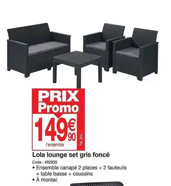 Lola lounge set gris foncé