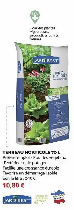 Bricomarché Terreau horticole 70 l jardibest offre