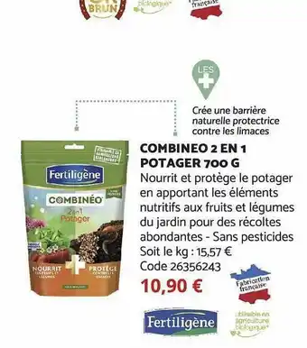 Bricomarché Combineo en 2 en 1 potager 700 g fertiligène offre
