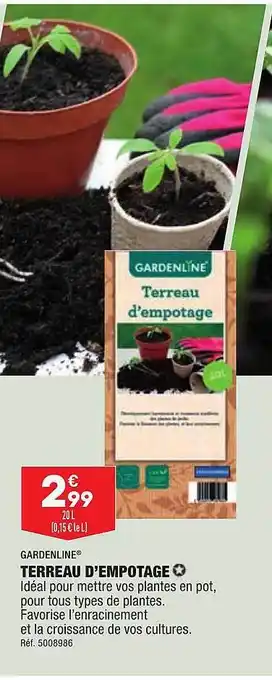 ALDI Terreau d'empotage gardenline offre