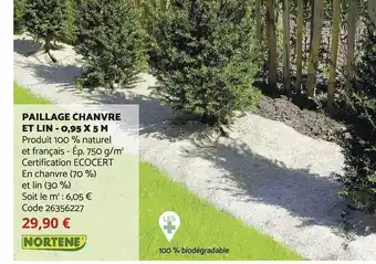 Paillage chanvre et lin -0,95 x 5 m nortene