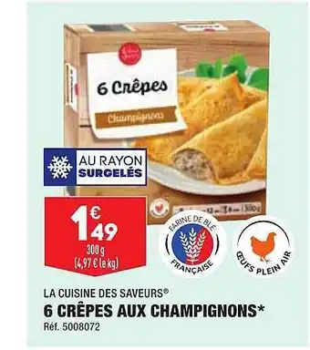 ALDI 6 crêpes aux champignons la cuisine des saveurs offre