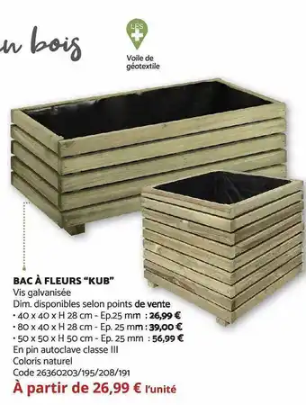 Bricomarché Bac à fleurs offre