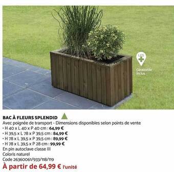 Bricomarché Bac à fleurs splendid offre