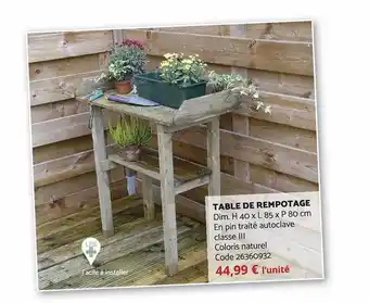 Bricomarché Table de rempotage offre