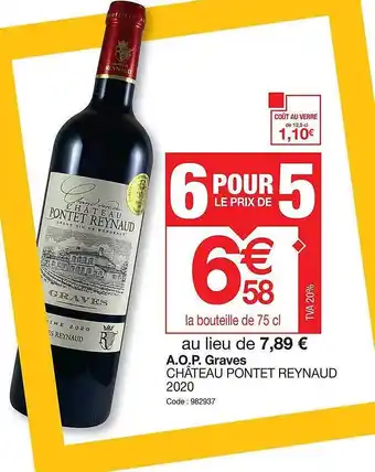 Promocash A.o.p. graves château pontet reynaud 2020 offre