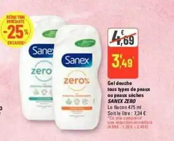 G20 Gel douche tous types de peaux ou peaux sèches sanex zero offre