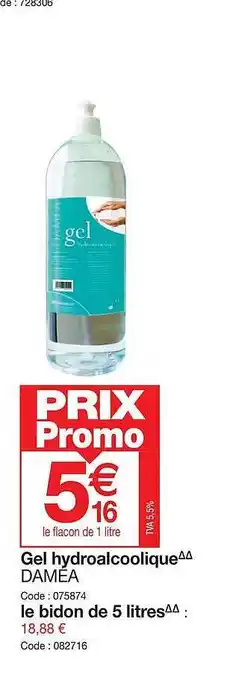 Promocash Gel hydroalcoolique damea, le bidon de 5 litres offre