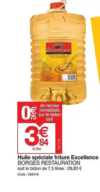 Promocash Huile spéciale friture excellence borges restauration offre