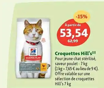 Maxi Zoo Croquettes hill's pour jeune chat stérilisé offre