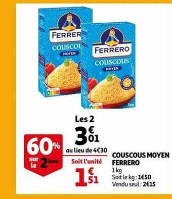 Auchan Couscous moyen ferrero offre