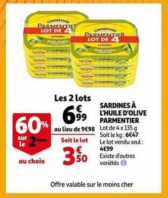 Auchan Sardines à l'huile d'olive parmentier offre