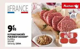 Auchan 8 steaks hachés pur bœuf auchan offre