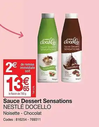 Promocash Sauce dessert sensations nestlé docello offre