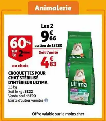 Auchan Croquettes pour chat stérilisé d'intérieur ultima offre