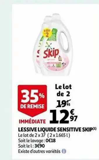 Auchan Lessive liquide sensitive skip offre