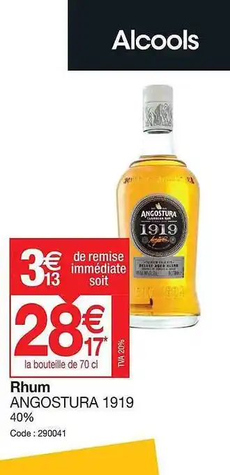 Promocash Rhum angostura 1919 offre