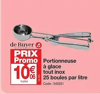 Promocash Portionneuse à glace tout inox 25 boules par litre de buyer offre