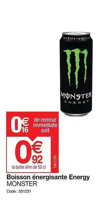 Promocash Boisson énergisante energy monster offre