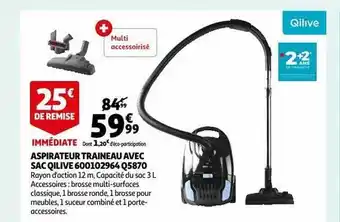 Auchan Aspirateur traineau avec sac qilive 600102964 q5870 offre